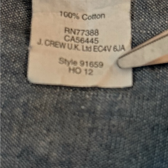 J. Crew shirt dress, denim, sz small, half button, pockets, button up sleeves. - Picture 5 of 7